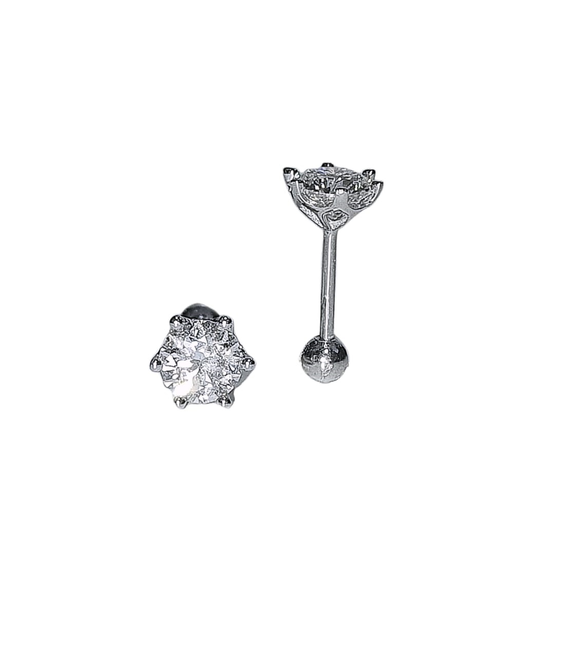 AROS PUNTO LUZ 5MM PIERCING PLATA 925 MOISSANITA CERTIFICADA - 1