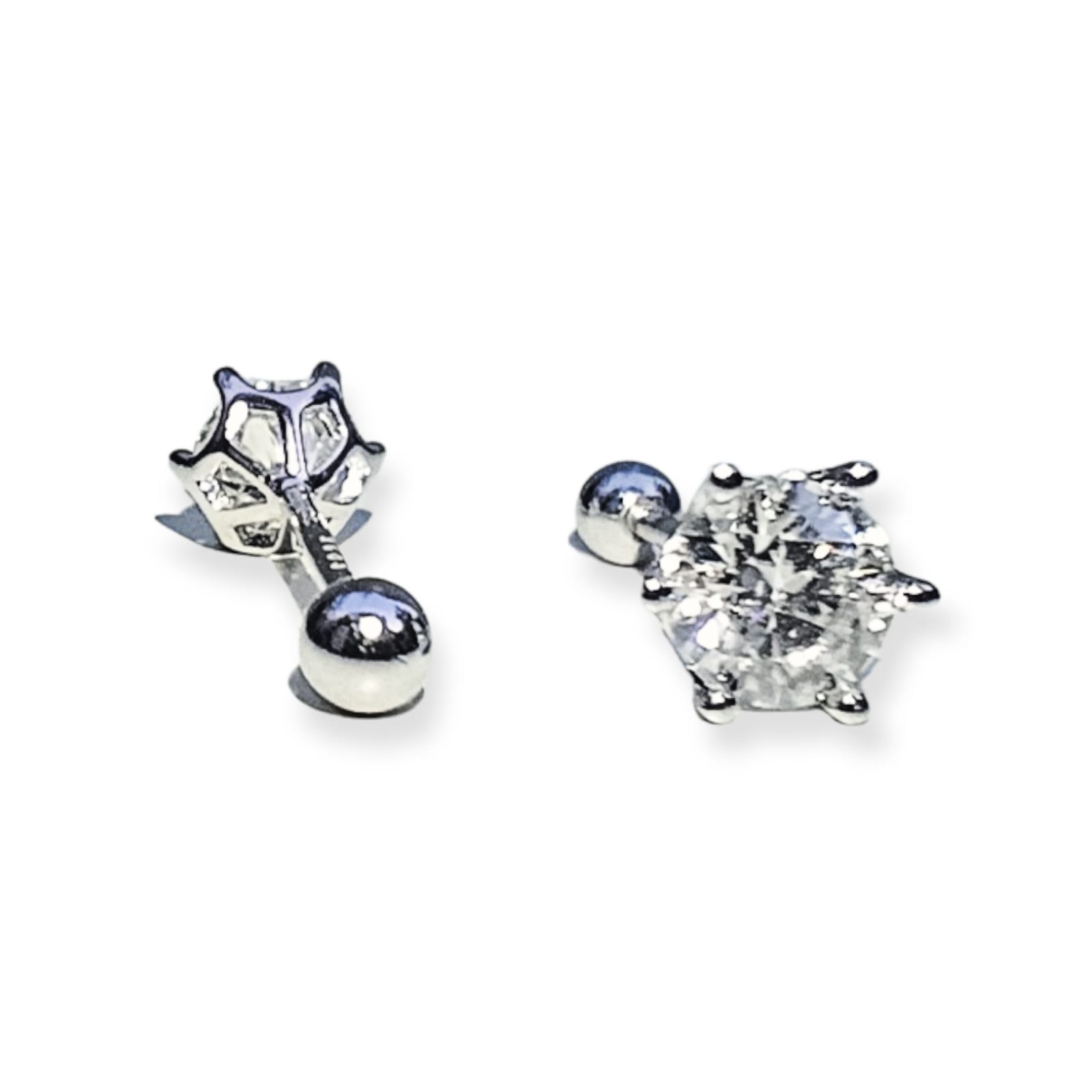 AROS PUNTO LUZ 5MM PIERCING PLATA 925 MOISSANITA CERTIFICADA - 6