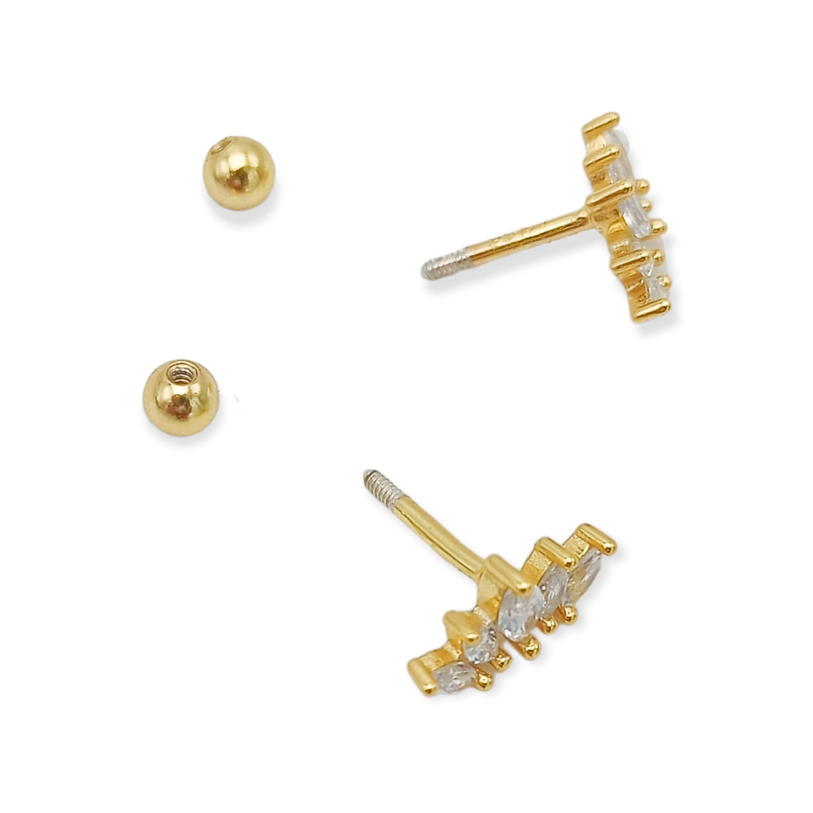 AROS DE SEGURIDAD EL BAÚL DE JUMA CORONA PIERCING PLATA 925 CHAPADA EN ORO 18K - 5