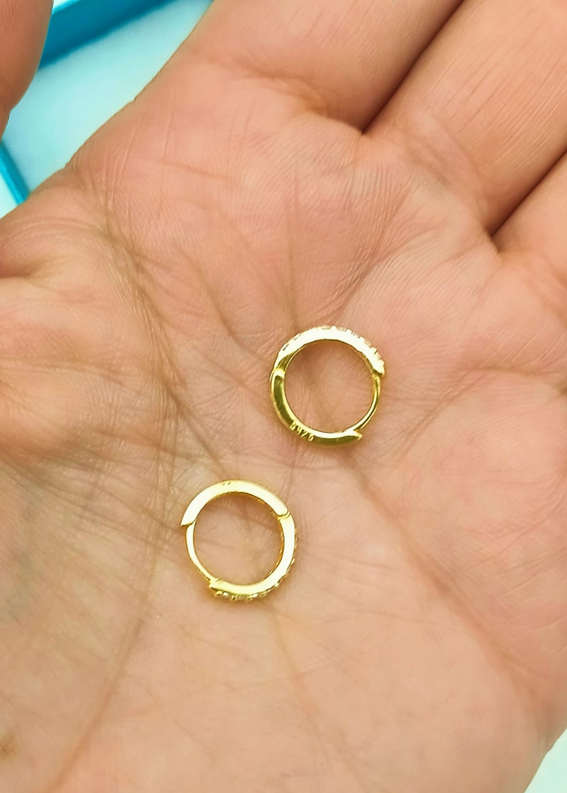 ARGOLLAS PAVE 8MM PIERCING BÁSICO PLATA CHAPADA ORO 18 - 3