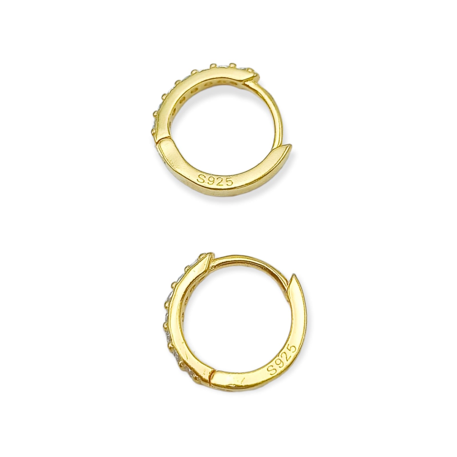ARGOLLAS PAVE 8MM PIERCING BÁSICO PLATA CHAPADA ORO 18 - 4