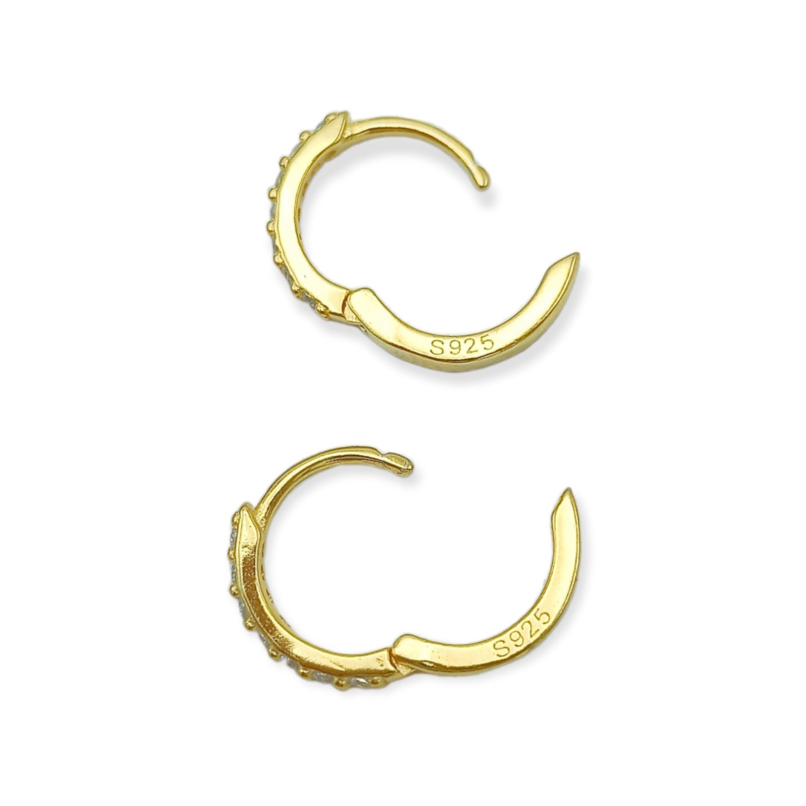 ARGOLLAS PAVE 8MM PIERCING BÁSICO PLATA CHAPADA ORO 18 - 5