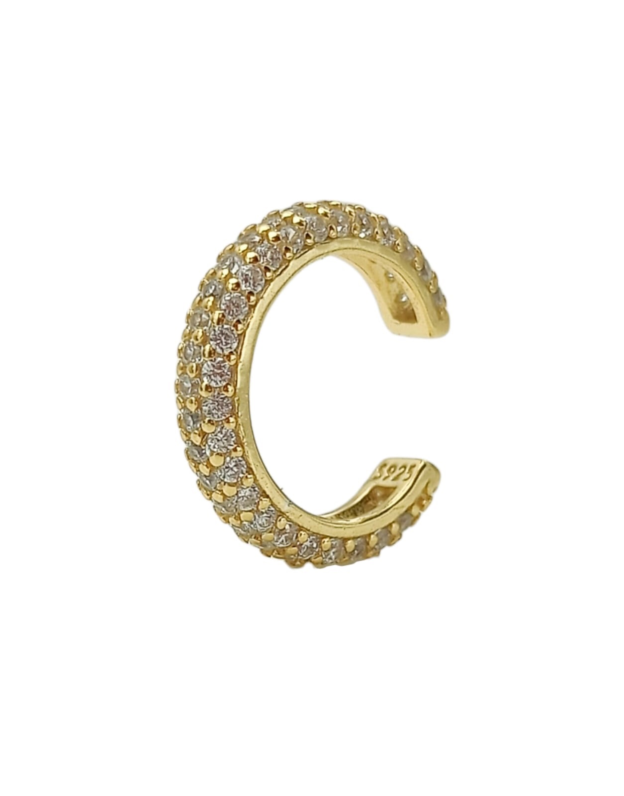 ARO EARCUFF CHICO PAVE ELEGANTE PLATA 925 CHAPADO EN ORO 18K - 1