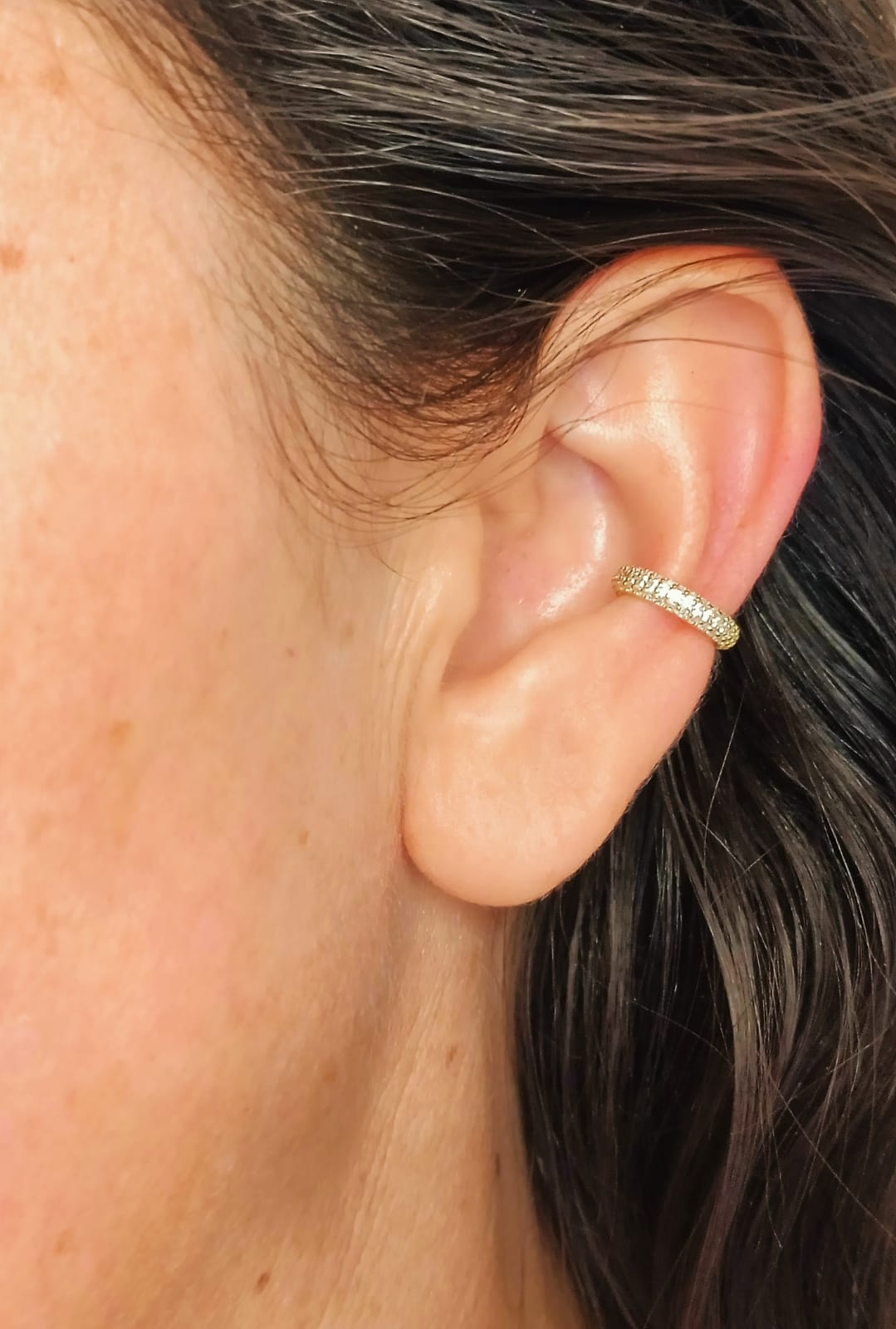 ARO EARCUFF CHICO PAVE ELEGANTE PLATA 925 CHAPADO EN ORO 18K - 2