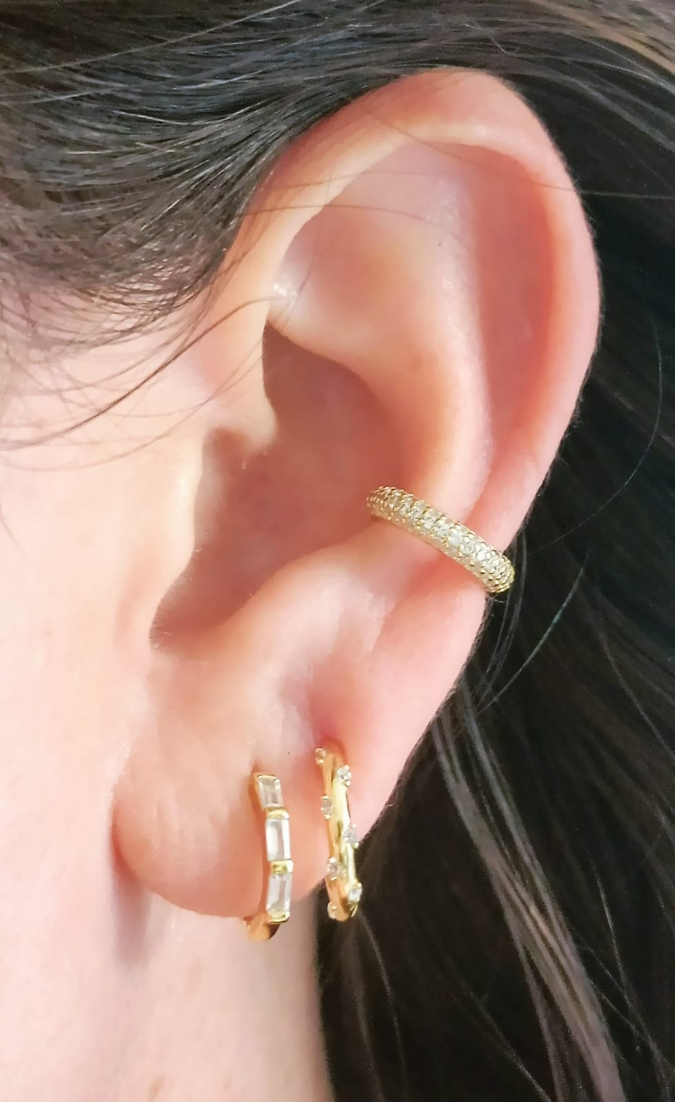 ARO EARCUFF CHICO PAVE ELEGANTE PLATA 925 CHAPADO EN ORO 18K - 4