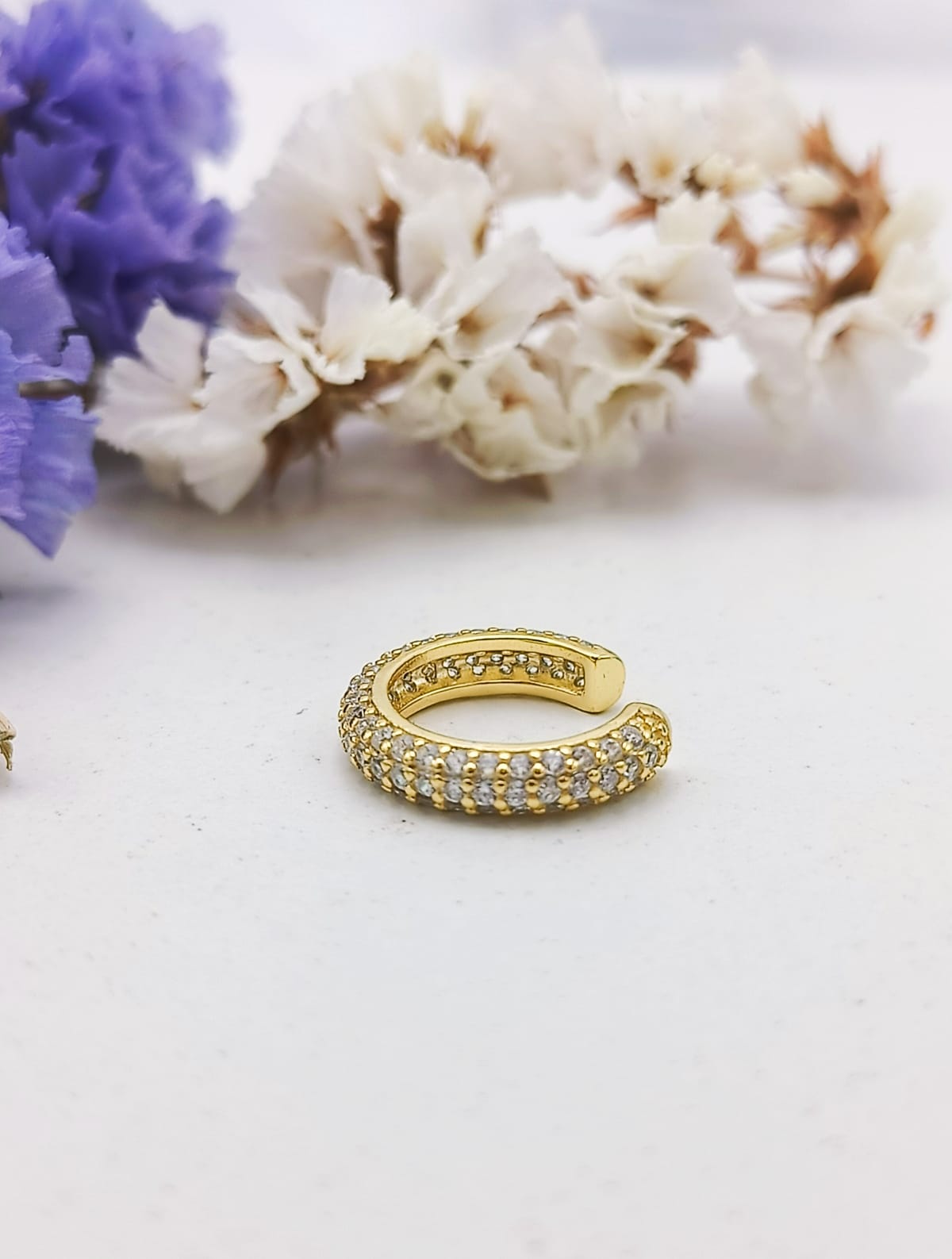 ARO EARCUFF CHICO PAVE ELEGANTE PLATA 925 CHAPADO EN ORO 18K - 5