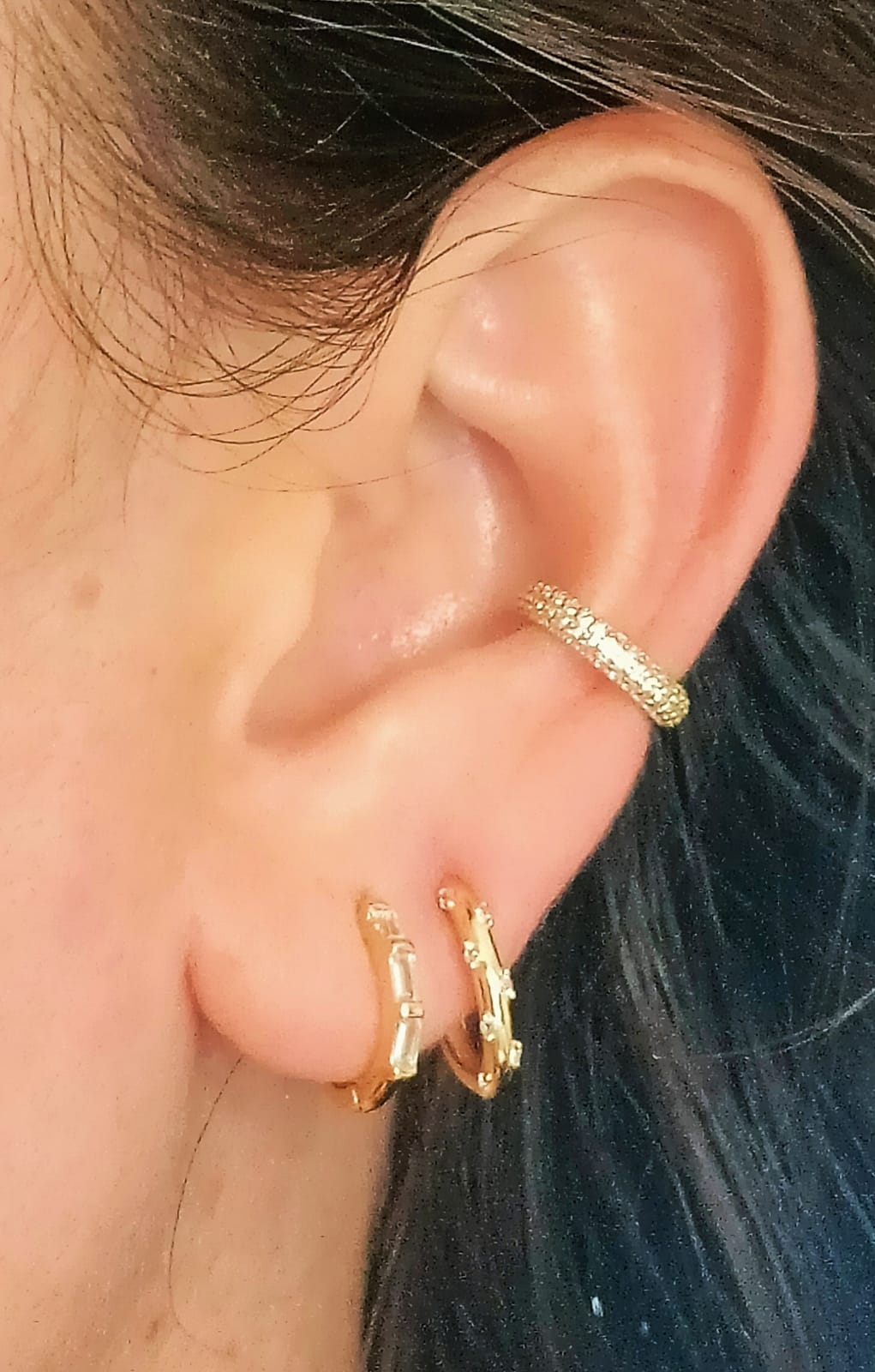 ARO EARCUFF CHICO PAVE ELEGANTE PLATA 925 CHAPADO EN ORO 18K - 6