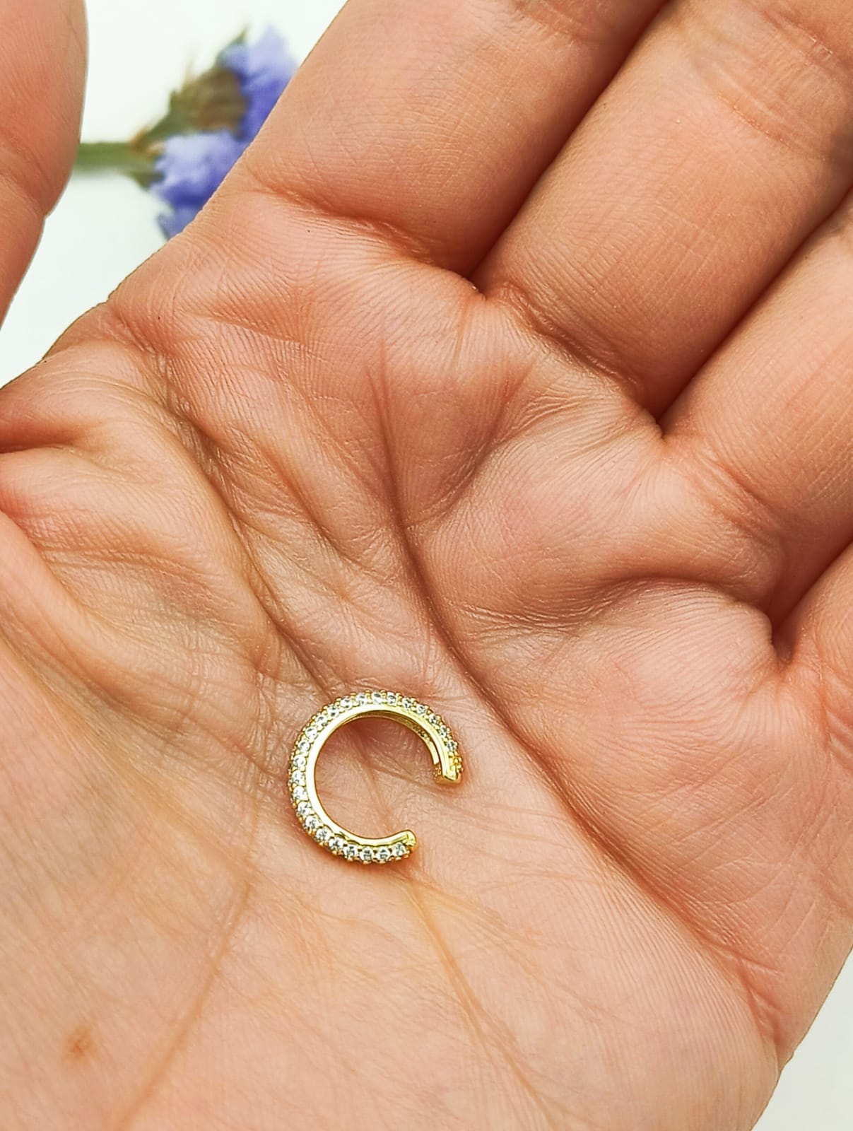 ARO EARCUFF CHICO PAVE ELEGANTE PLATA 925 CHAPADO EN ORO 18K - 7