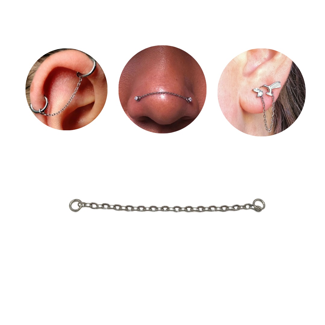 CADENA PIERCING PUENTE NASAL 35MM CONECTORA JOYA F136 ACERO TITANIO - 1