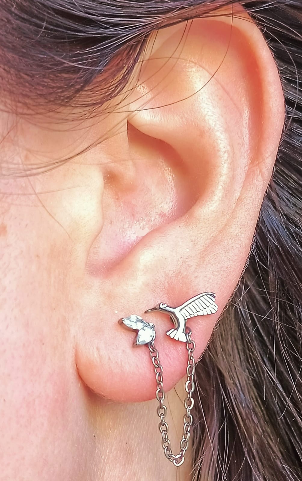 CADENA PIERCING PUENTE NASAL 35MM CONECTORA JOYA F136 ACERO TITANIO - 3