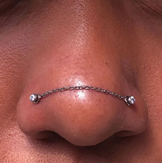 CADENA PIERCING PUENTE NASAL 35MM CONECTORA JOYA F136 ACERO TITANIO - 6
