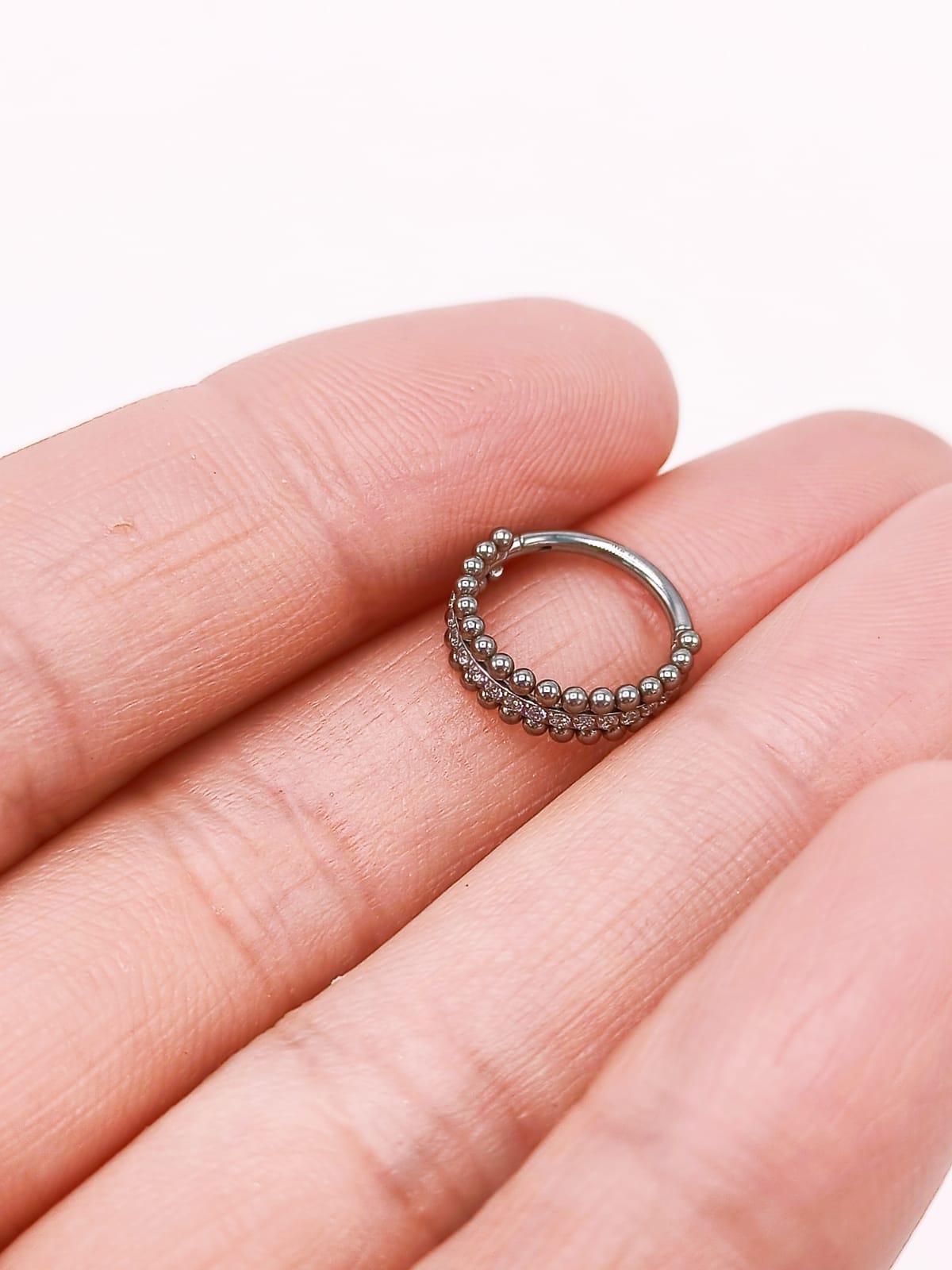 PIERCING SEPTUM F136 G23 ACERO TITANIO ZIRCONIA ESFERA DOBLE - 3