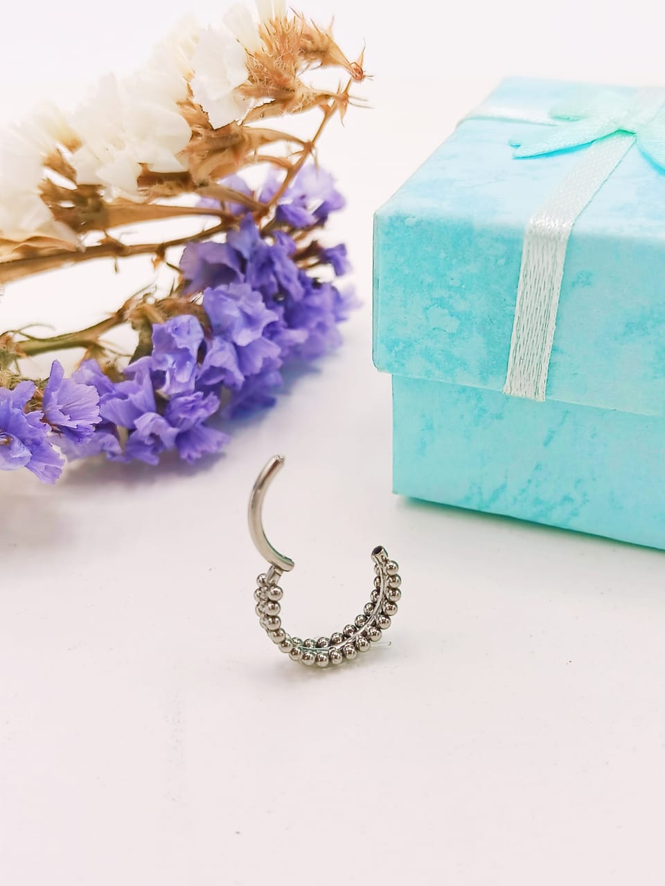 PIERCING SEPTUM F136 G23 ACERO TITANIO ZIRCONIA ESFERA DOBLE - 6