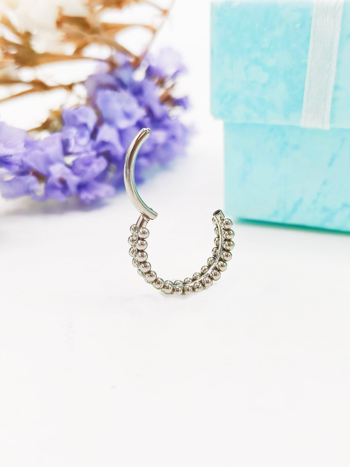 PIERCING SEPTUM F136 G23 ACERO TITANIO ZIRCONIA ESFERA DOBLE - 9