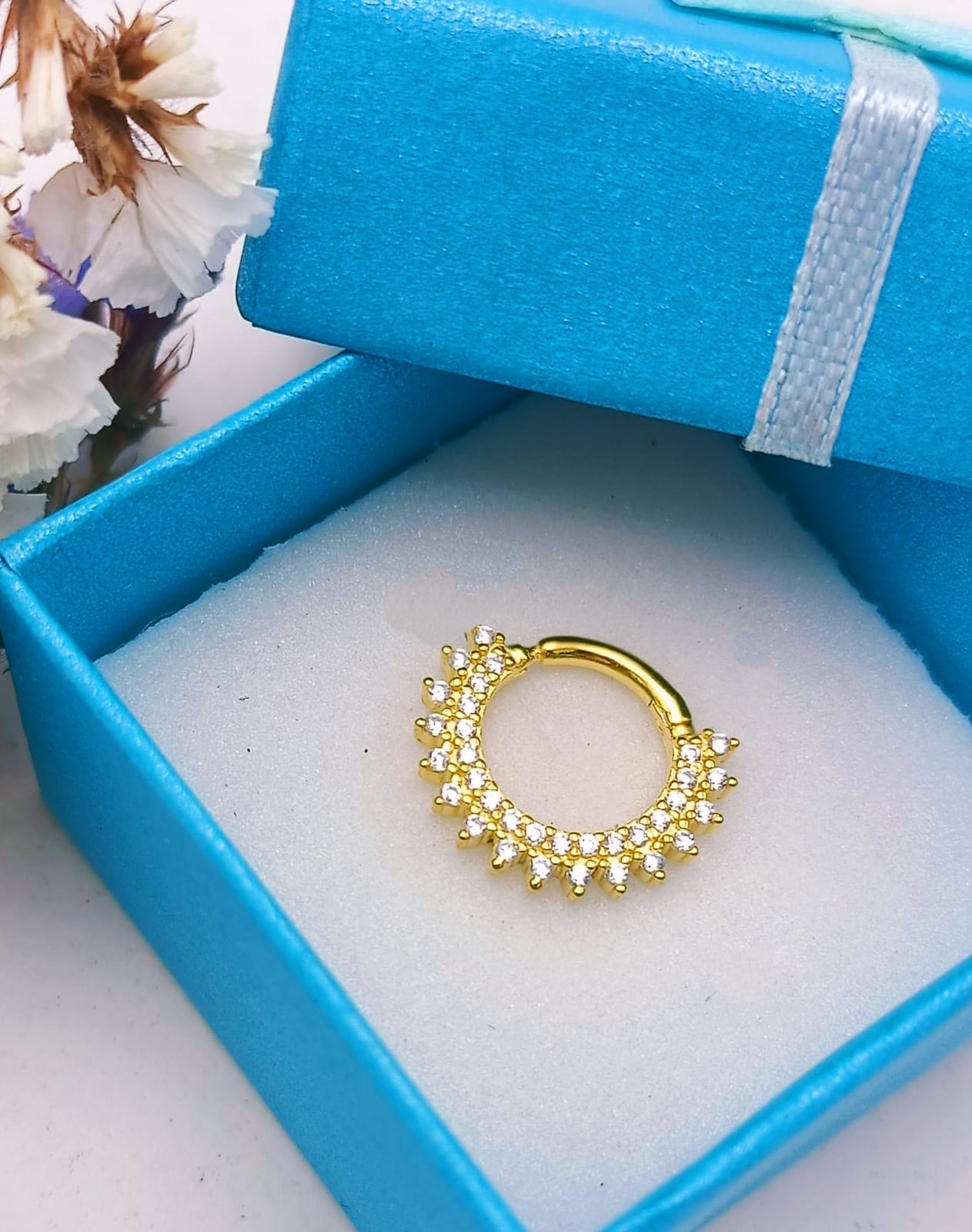 PIERCING SEPTUM RISING SUN PLATA FINA LEY S925 CHAPADA ORO - 2