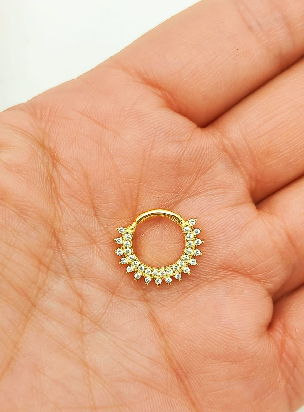 PIERCING SEPTUM RISING SUN PLATA FINA LEY S925 CHAPADA ORO - 5