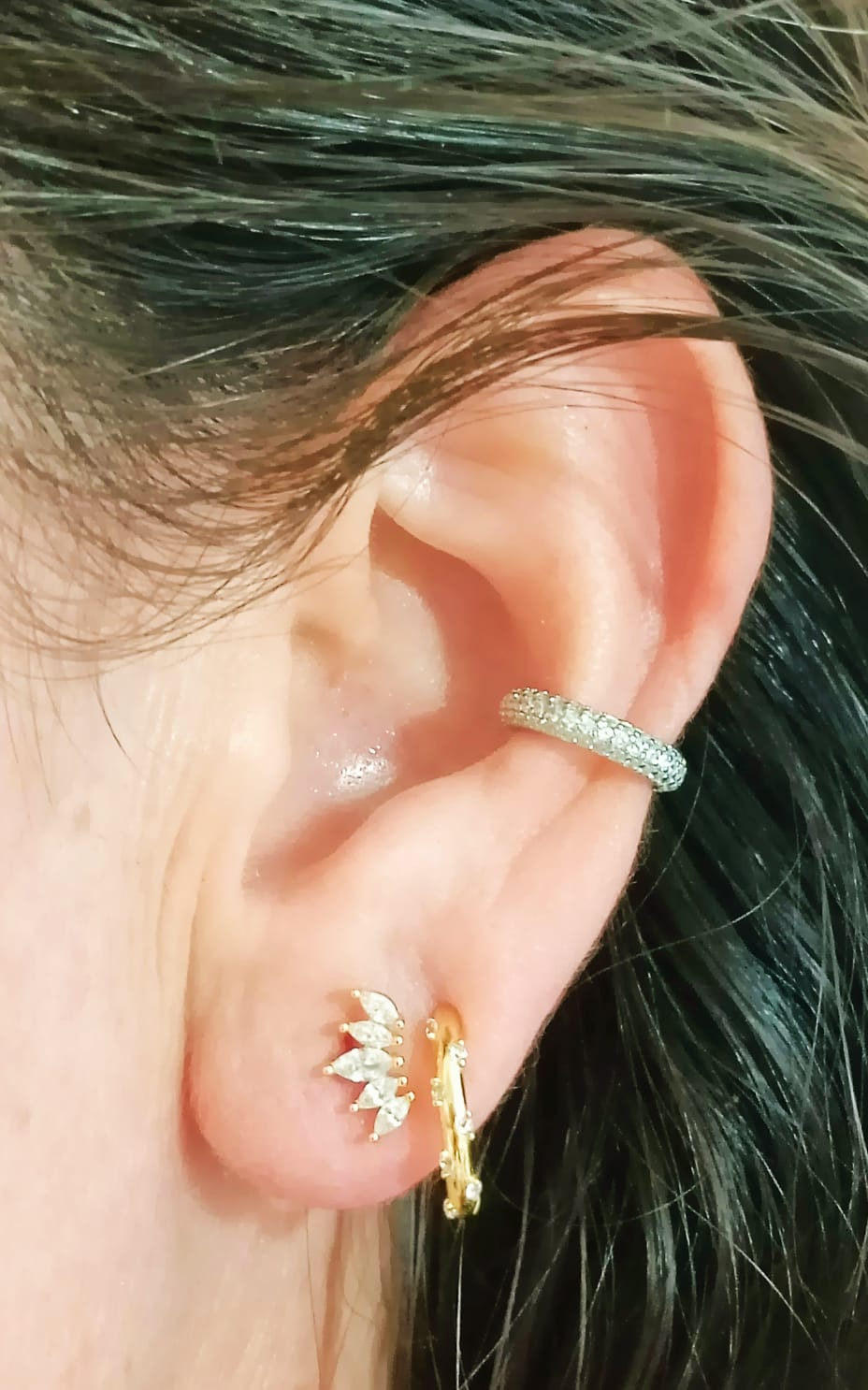 ARO EARCUFF INCRUSTACIONES PAVE PLATA S925 UNIDAD - 2