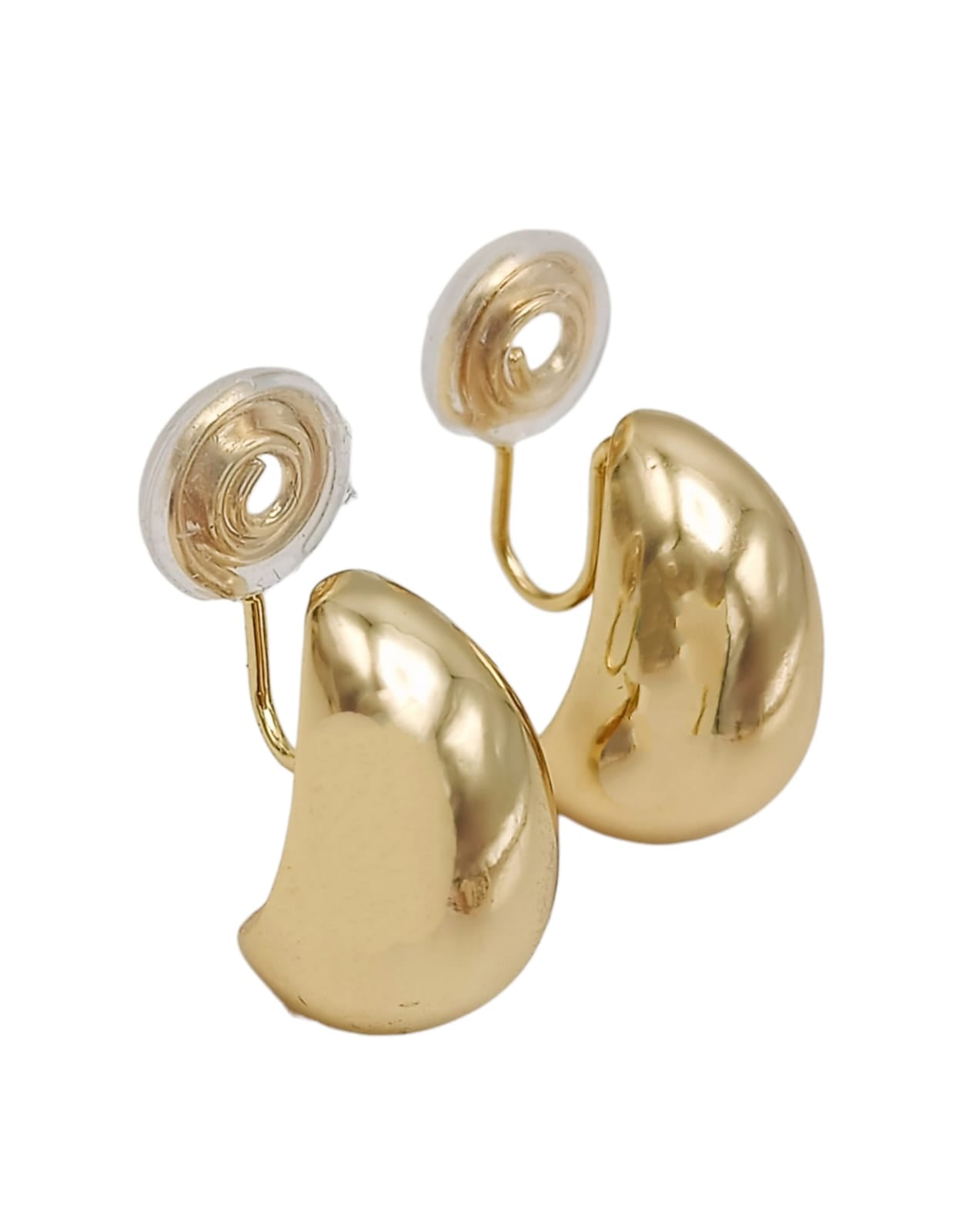 AROS GOTA HUGGIES CHAPADO EN ORO 18K EARCUFF SIN PERFORACION - 1