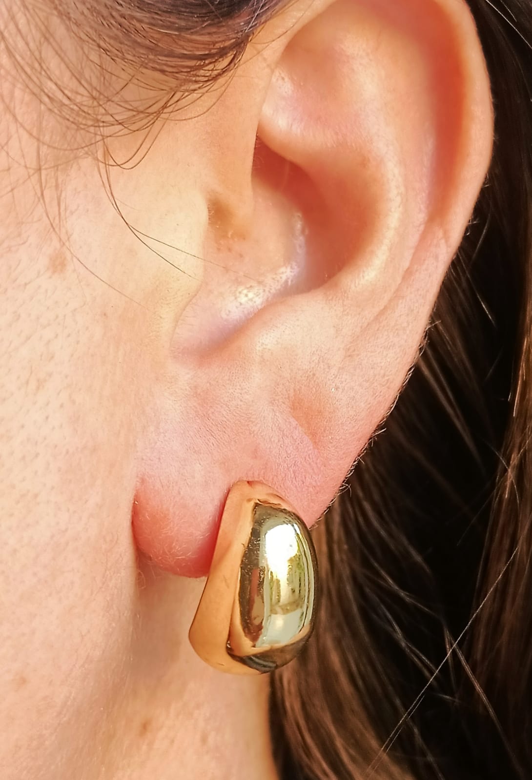 AROS GOTA HUGGIES CHAPADO EN ORO 18K EARCUFF SIN PERFORACION - 2
