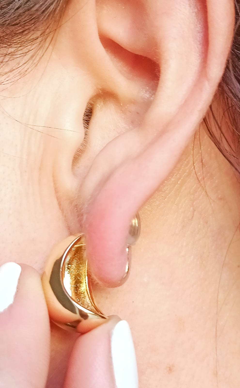 AROS GOTA HUGGIES CHAPADO EN ORO 18K EARCUFF SIN PERFORACION - 3