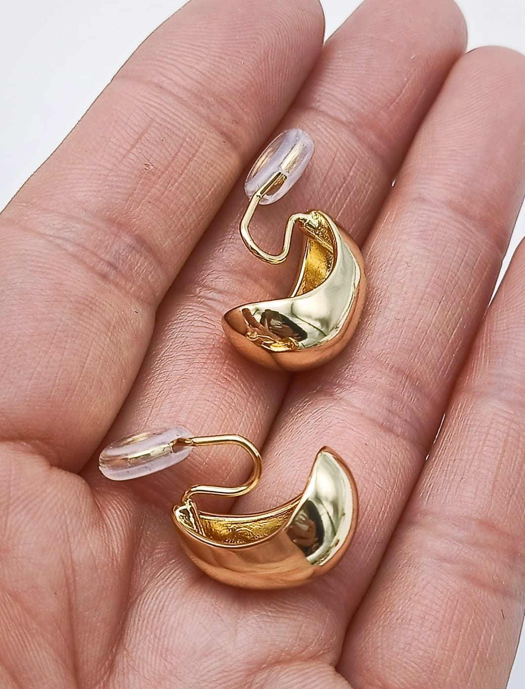 AROS GOTA HUGGIES CHAPADO EN ORO 18K EARCUFF SIN PERFORACION - 4