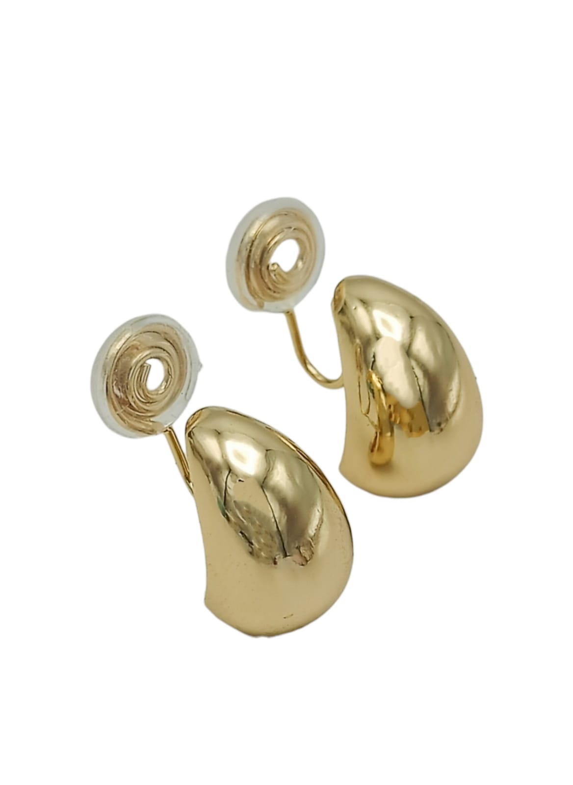 AROS GOTA HUGGIES CHAPADO EN ORO 18K EARCUFF SIN PERFORACION - 5