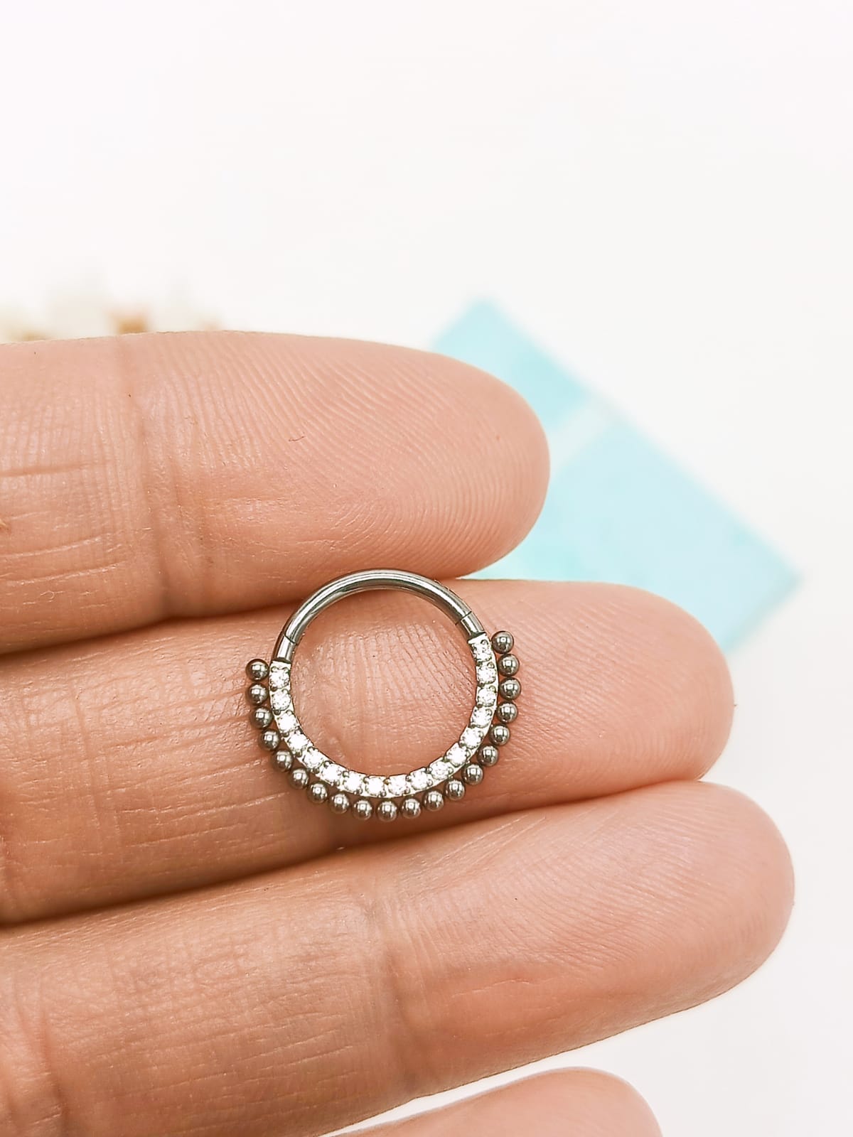 PIERCING SEPTUM ASTM F136 G23 ACERO TITANIO DIADEMA CIRCONIO - 3