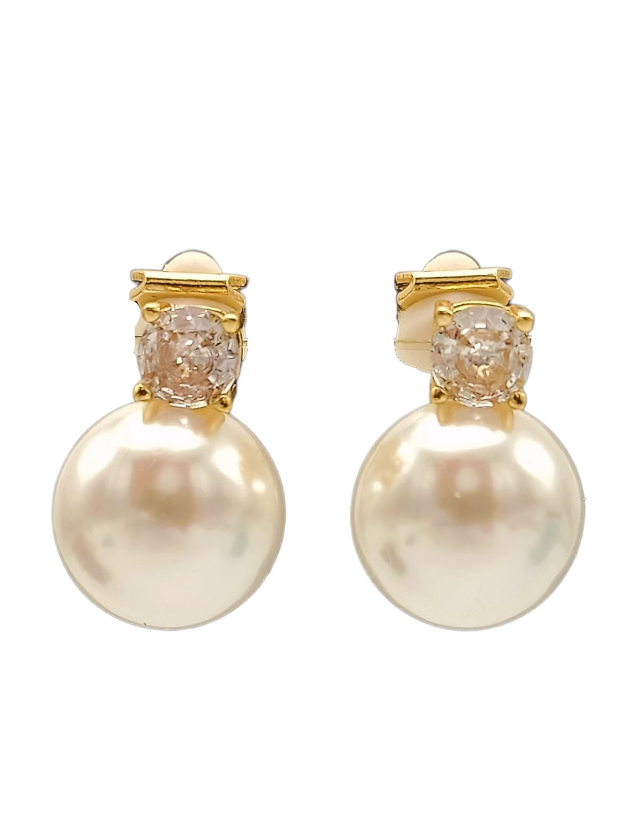 AROS PERLA ZIRCON CHAPADO EN ORO 18K EARCUFF SIN PERFORACION - 1