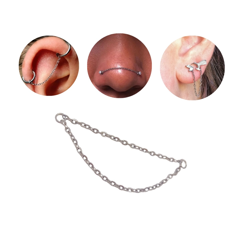 CADENA EL BAÚL DE JUMA PIERCING NASAL CONECTORA DOBLE F136 G23 TITANIO ACERO - 1