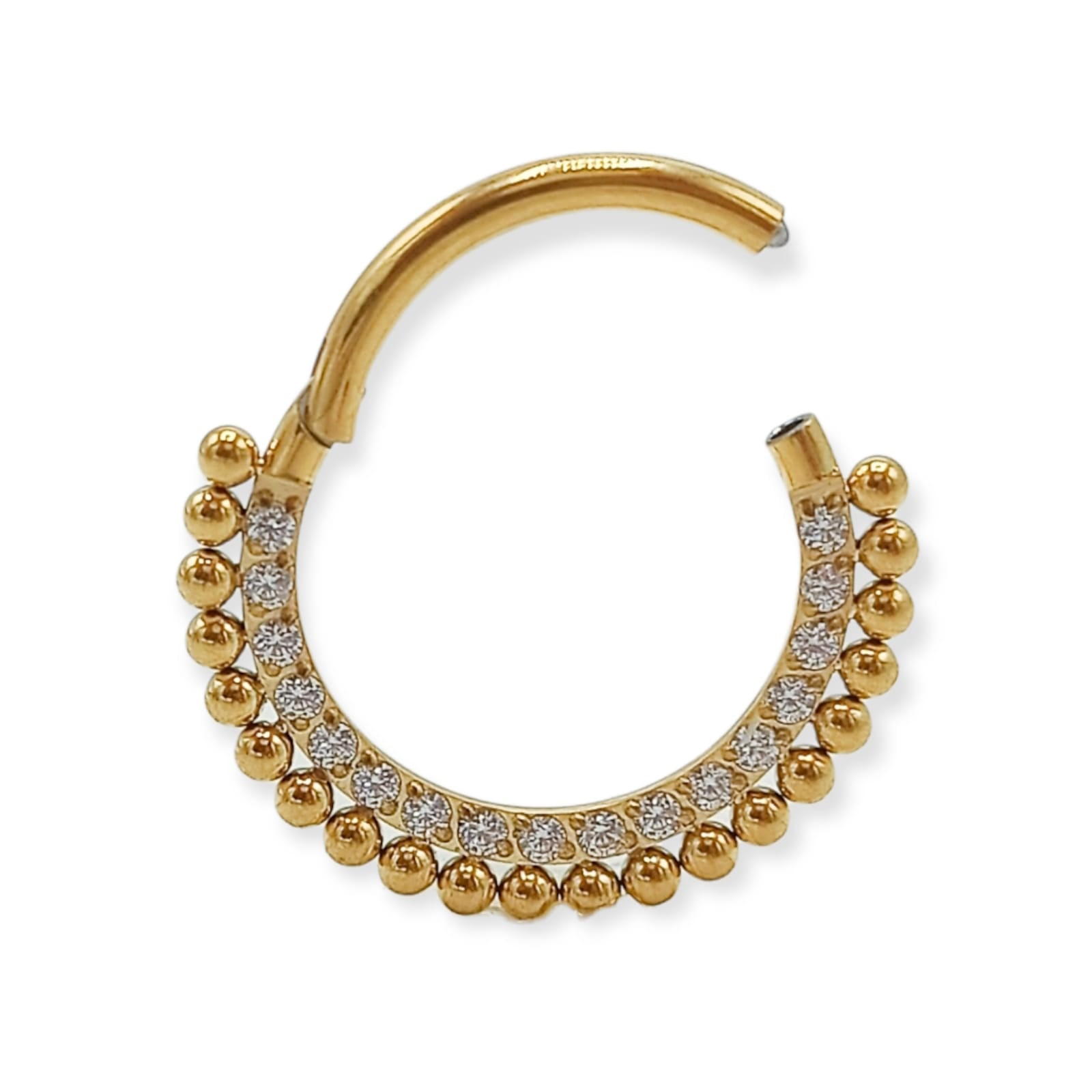 PIERCING SEPTUM F136 G23 ACERO TITANIO DIADEMA CHAPADA ORO 18KL - 1