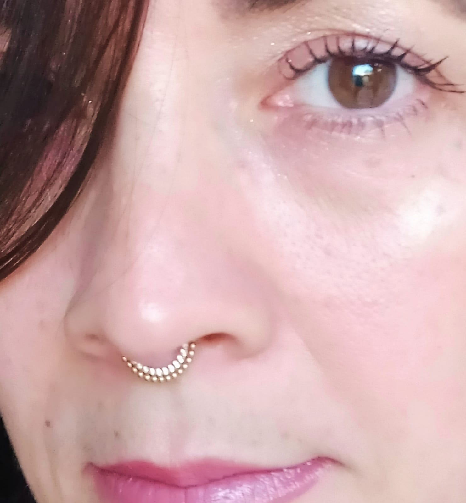 PIERCING SEPTUM F136 G23 ACERO TITANIO DIADEMA CHAPADA ORO 18KL - 2