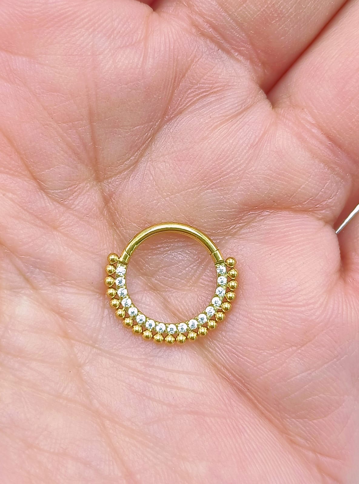 PIERCING SEPTUM F136 G23 ACERO TITANIO DIADEMA CHAPADA ORO 18KL - 3