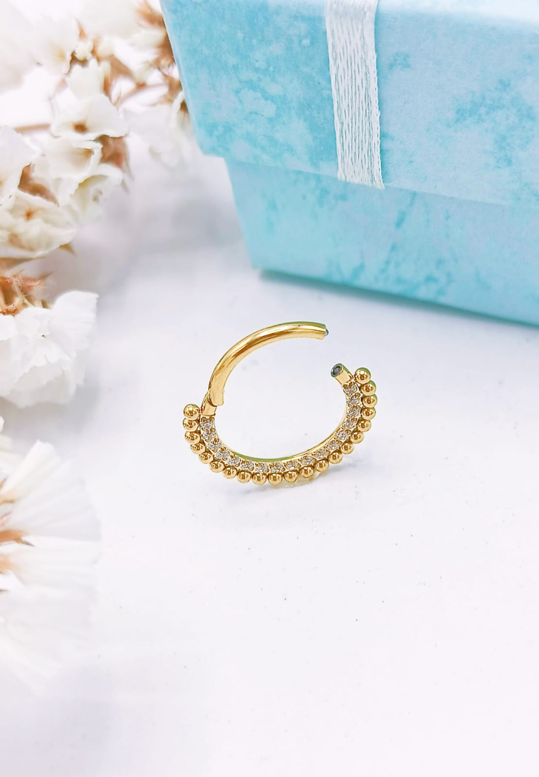 PIERCING SEPTUM F136 G23 ACERO TITANIO DIADEMA CHAPADA ORO 18KL - 4