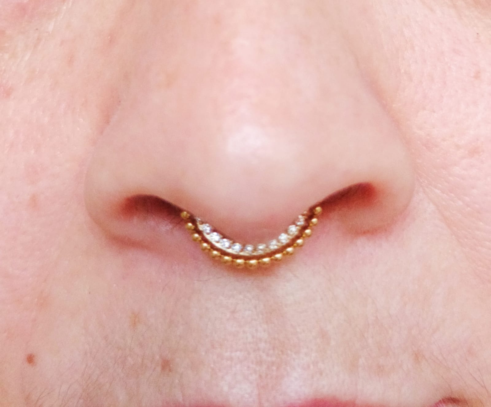 PIERCING SEPTUM F136 G23 ACERO TITANIO DIADEMA CHAPADA ORO 18KL - 5