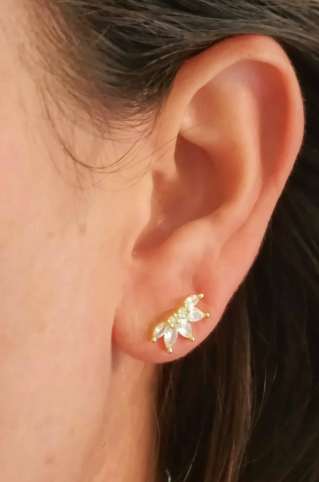 ARO PIERCING CORONA HELIX FLAT PLATA 925 CHAPADA EN ORO 18K - 2