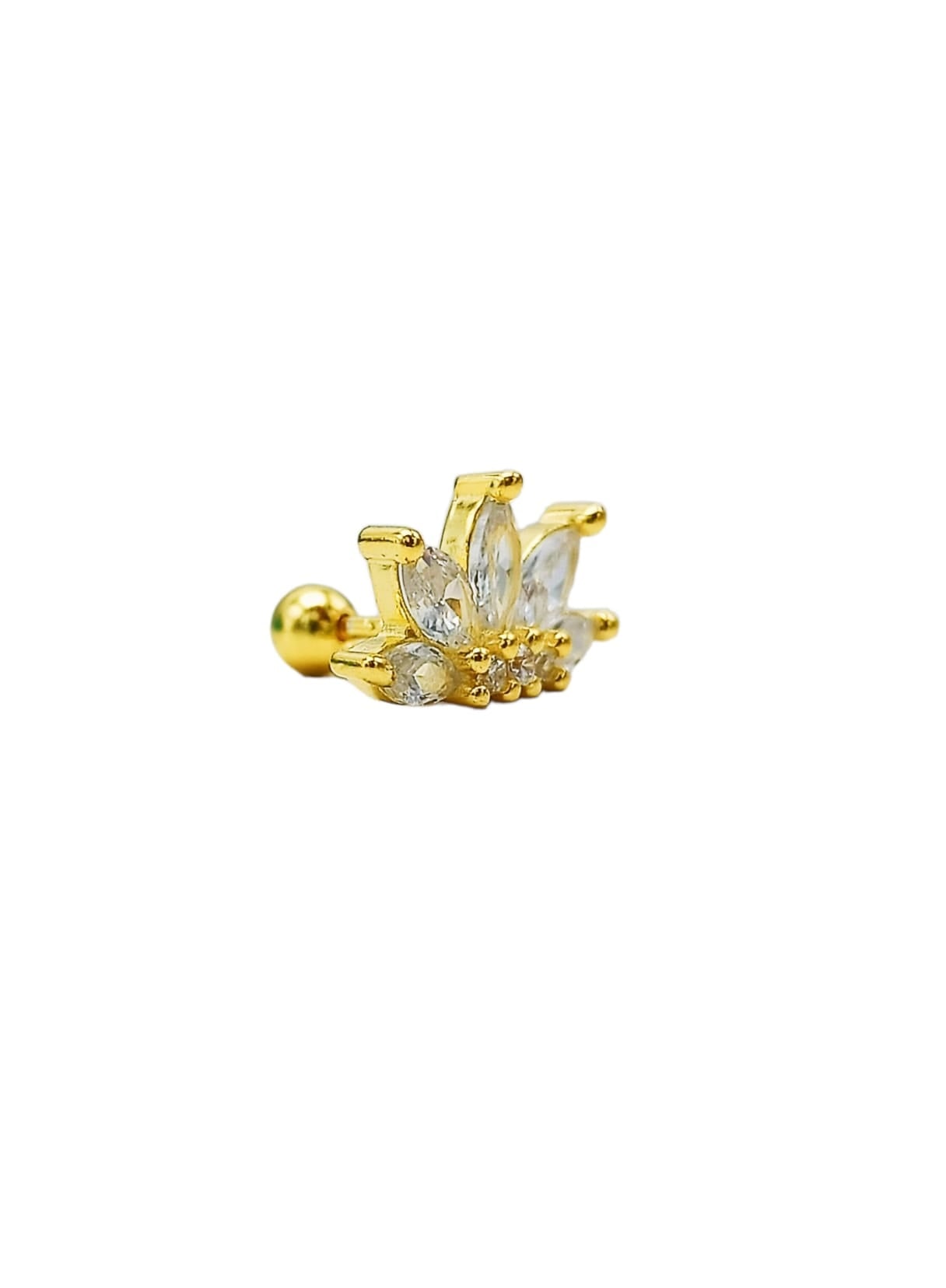 ARO PIERCING CORONA HELIX FLAT PLATA 925 CHAPADA EN ORO 18K - 3