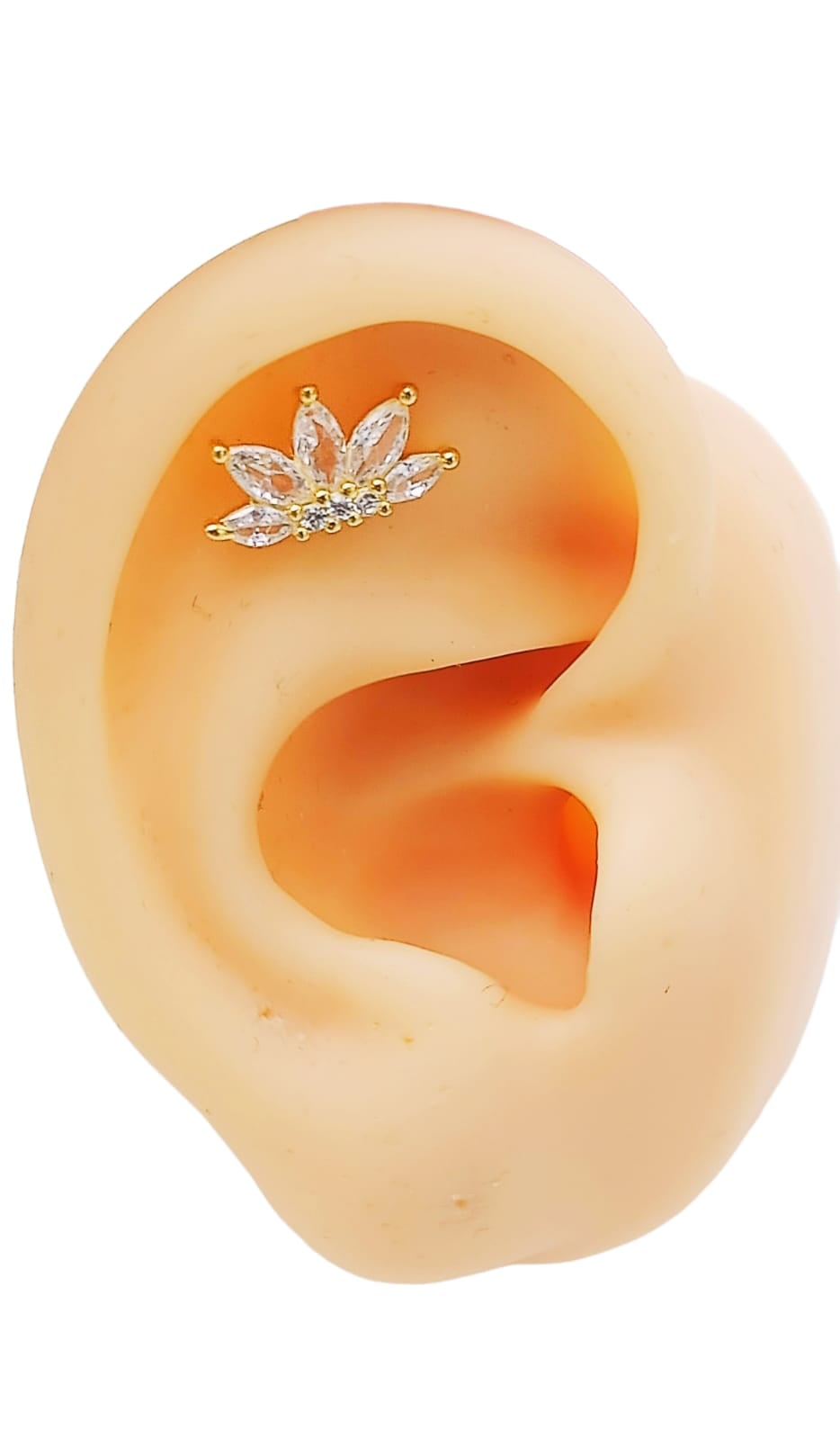 ARO PIERCING CORONA HELIX FLAT PLATA 925 CHAPADA EN ORO 18K - 4