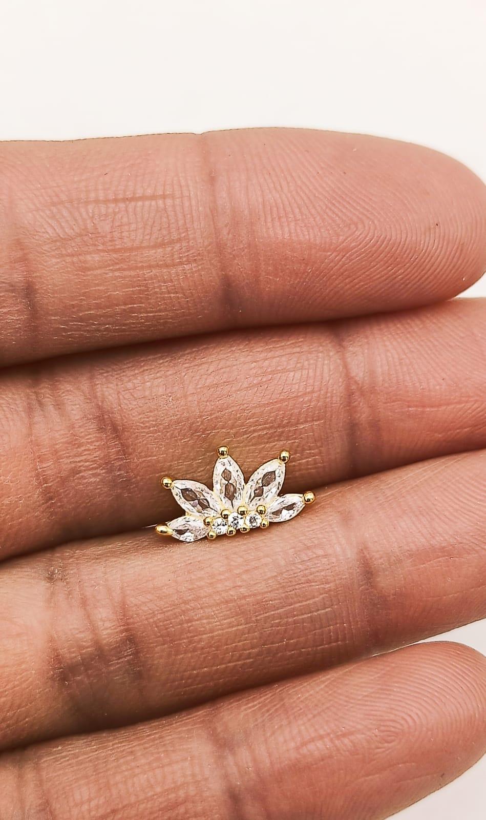 ARO PIERCING CORONA HELIX FLAT PLATA 925 CHAPADA EN ORO 18K - 5