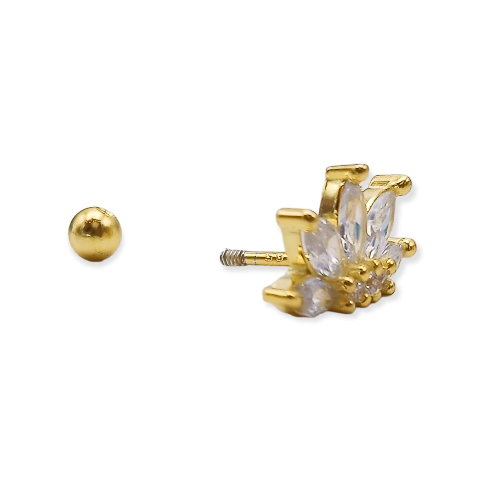 ARO PIERCING CORONA HELIX FLAT PLATA 925 CHAPADA EN ORO 18K - 7