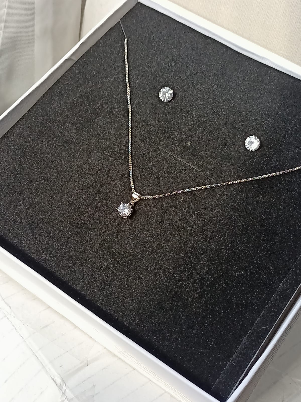 SET CONJUNTO CADENA VENECIANA ARO PUNTO DE LUZ PLATA SUBLIME - 5