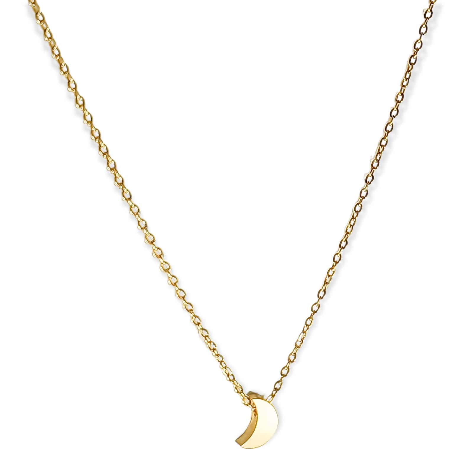 CADENA COLGANTE LUNA MINIMALISTA CHAPADA EN ORO 18K - 1