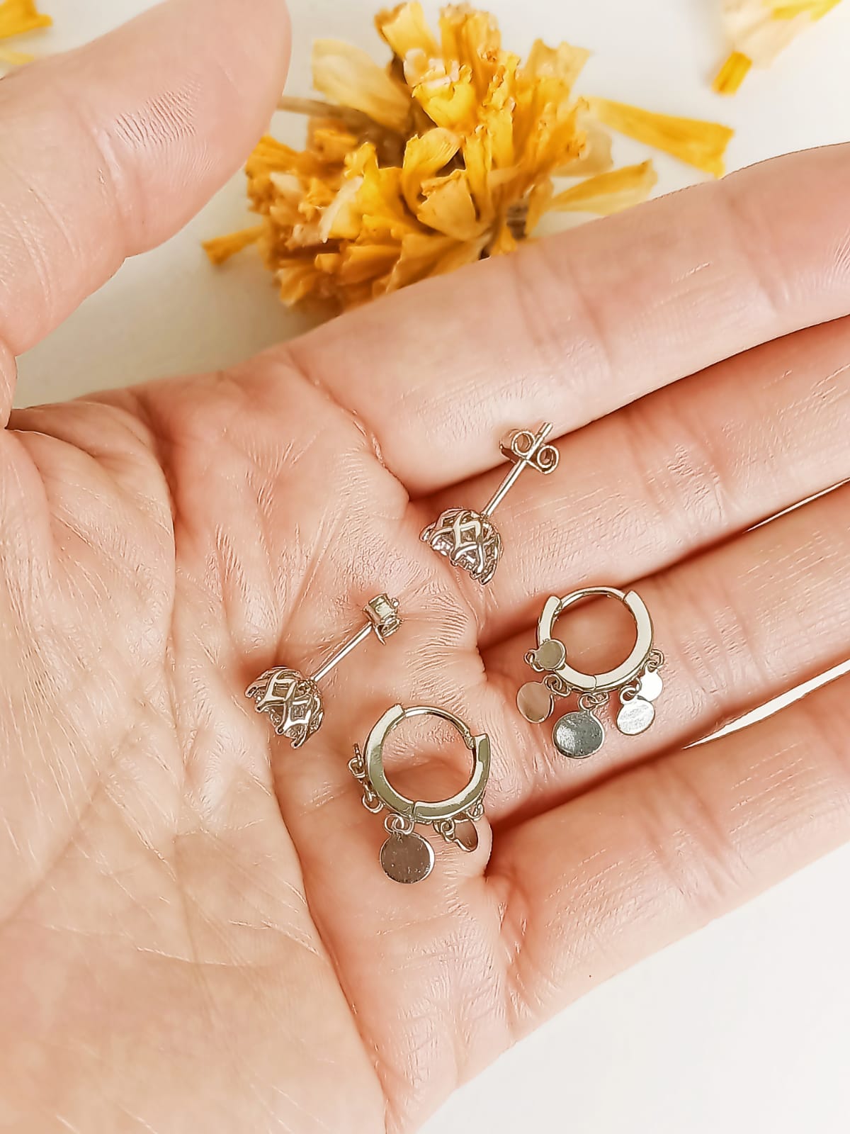 PACK DE AROS PUNTO LUZ ARGOLLAS HUGGIES PLATA 925 PIERCING - 6