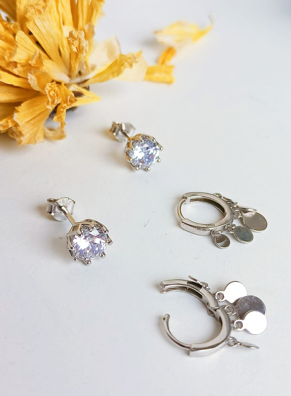 PACK DE AROS PUNTO LUZ ARGOLLAS HUGGIES PLATA 925 PIERCING - 7