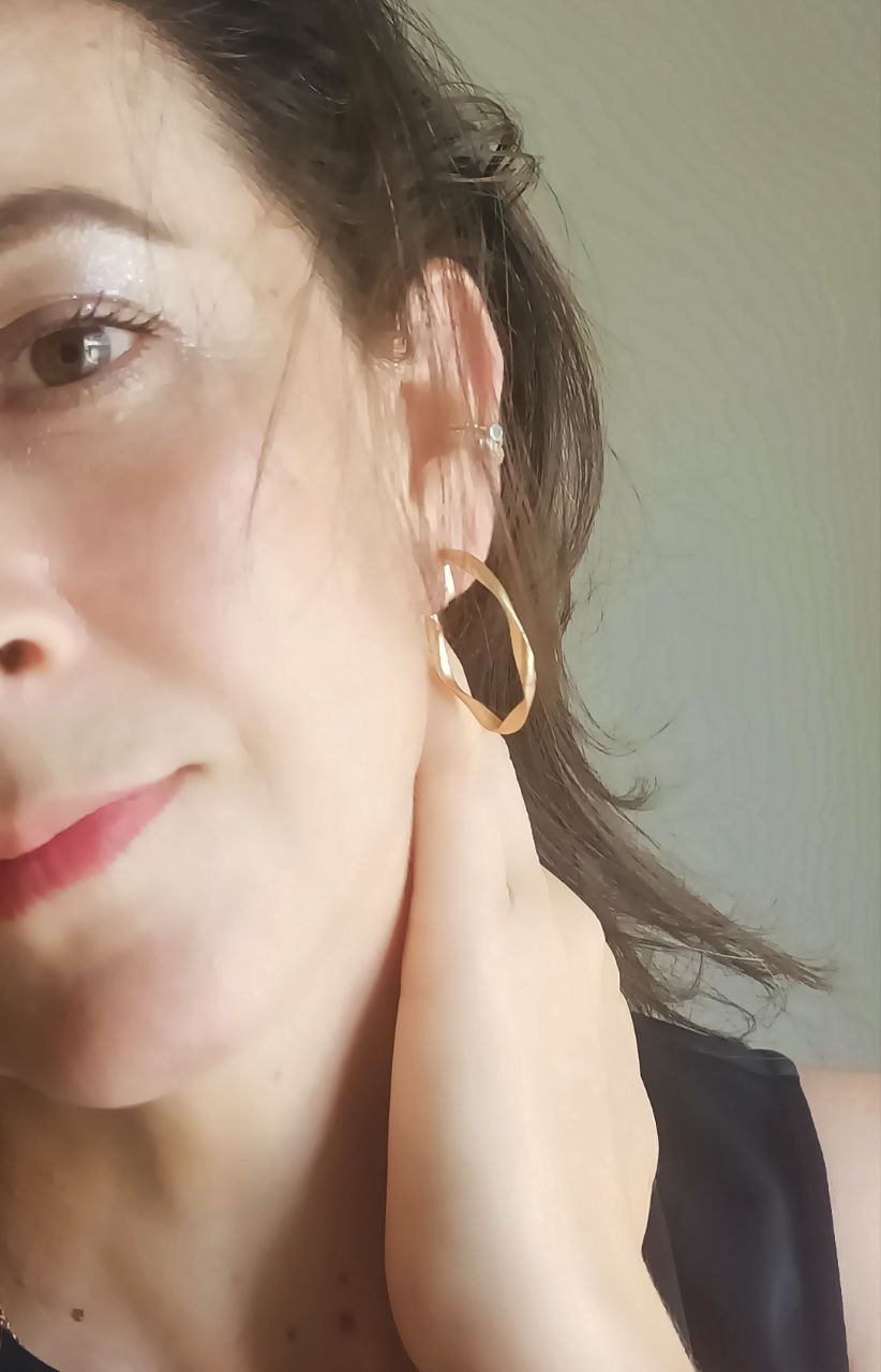 AROS SIN PERFORACIÓN ARGOLLAS FINAS RELIEVE BAÑADAS EN ORO - 2