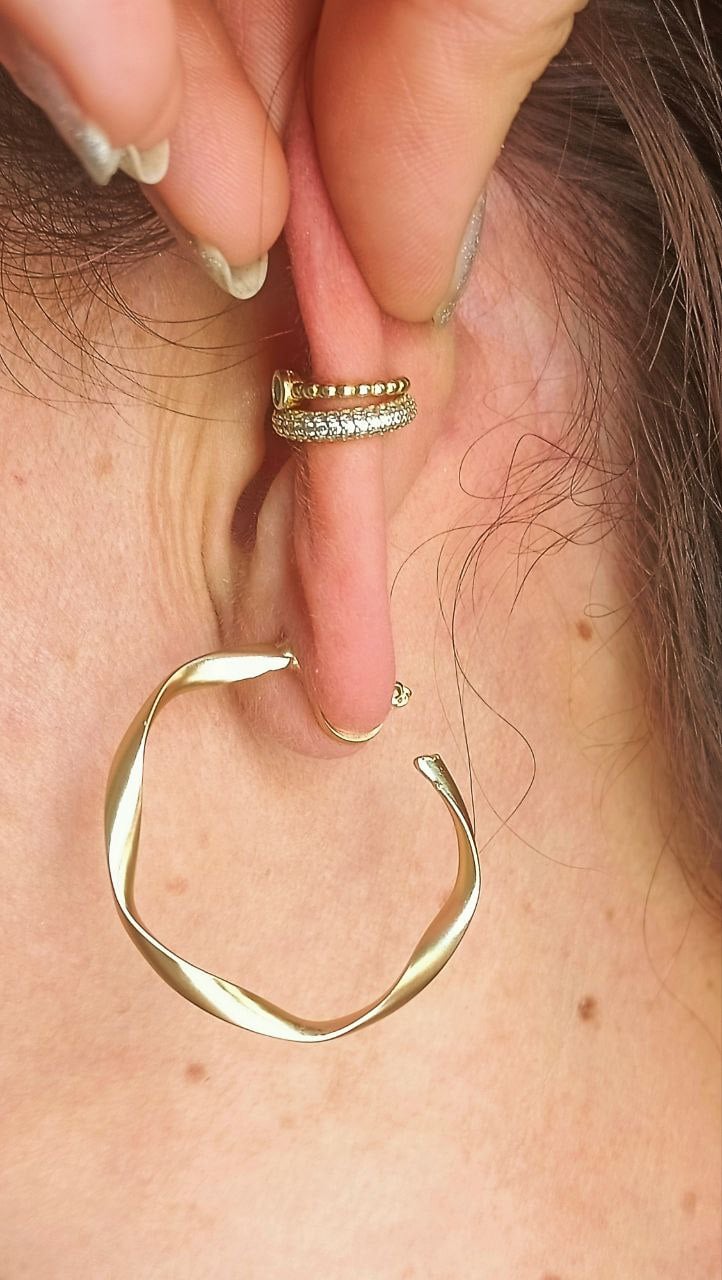 AROS SIN PERFORACIÓN ARGOLLAS FINAS RELIEVE BAÑADAS EN ORO - 7