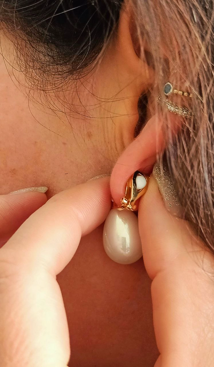 AROS EL BAÚL DE JUMA SIN PERFORACION RESINA LAGRIMA ZIRCONIA BAÑO DE ORO - 3