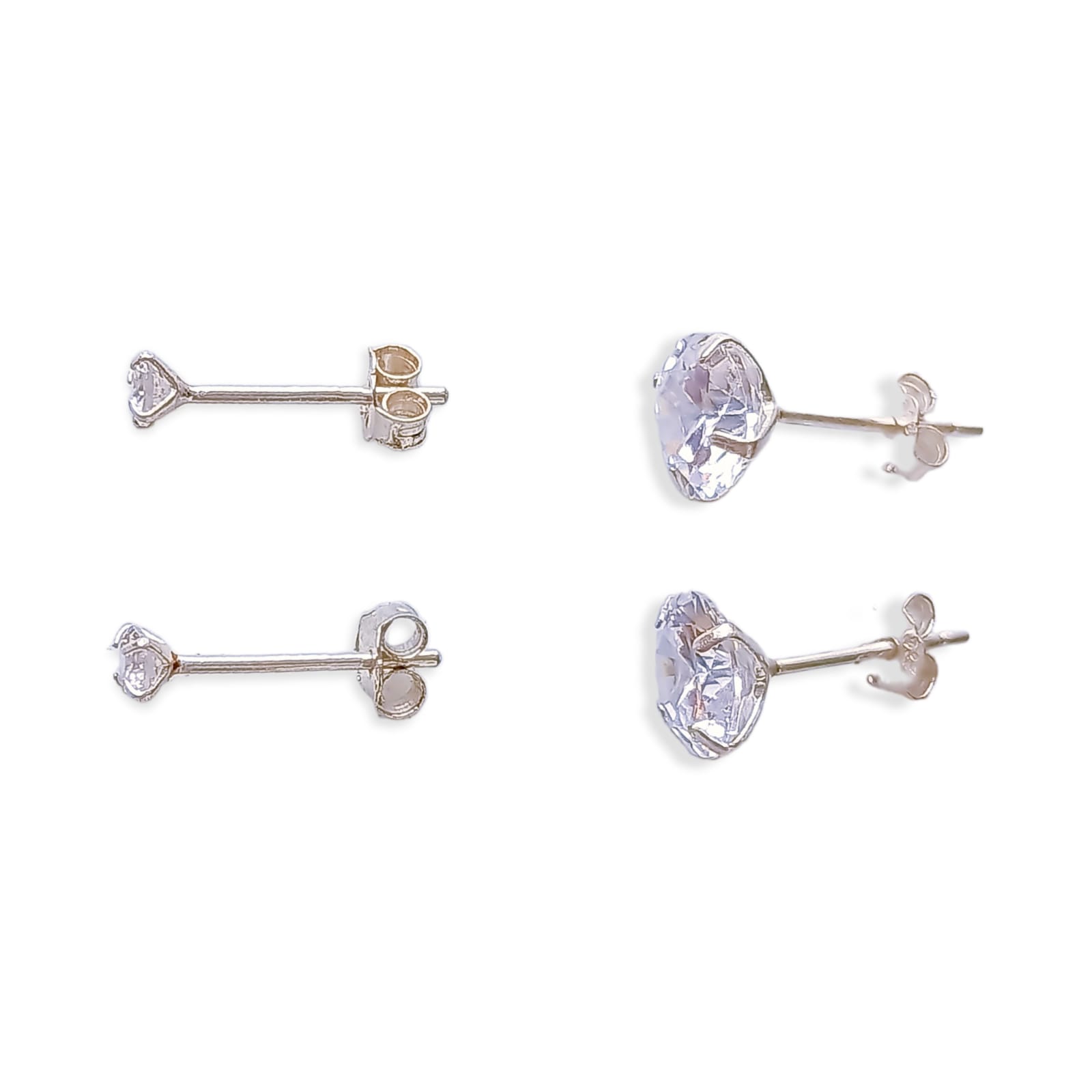 SET AROS CONJUNTO PUNTO DE LUZ ZIRCONIA PLATA FINA 3MM 7MM - 3