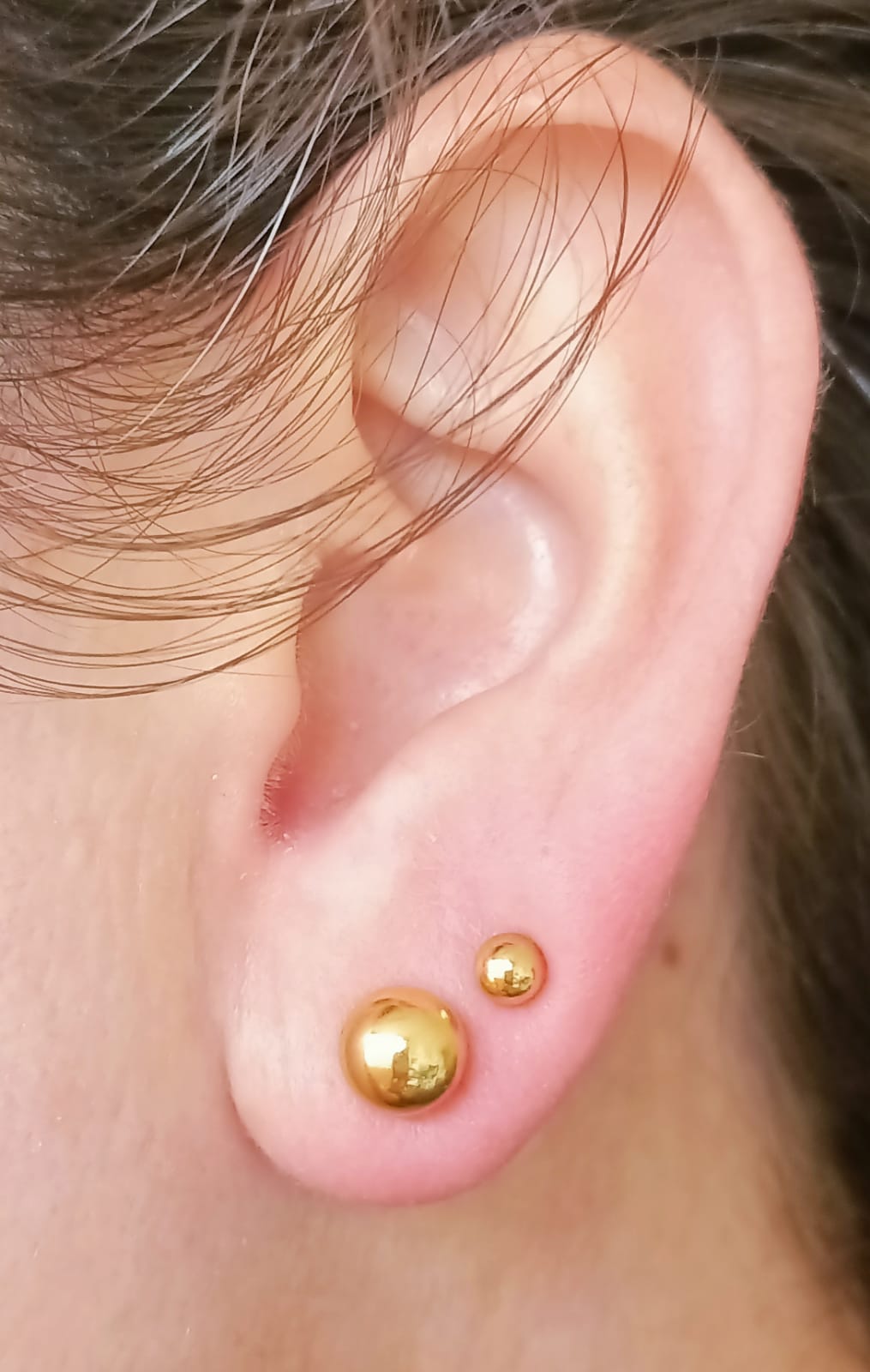 PACK DE AROS PIERCING ESFERAS 5MM + 7MM CHAPADAS EN ORO 18K - 2