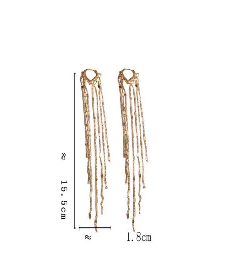 PENDIENTES TIPO CASCADA LARGOS BAÑADOS EN ORO 14KL - 6
