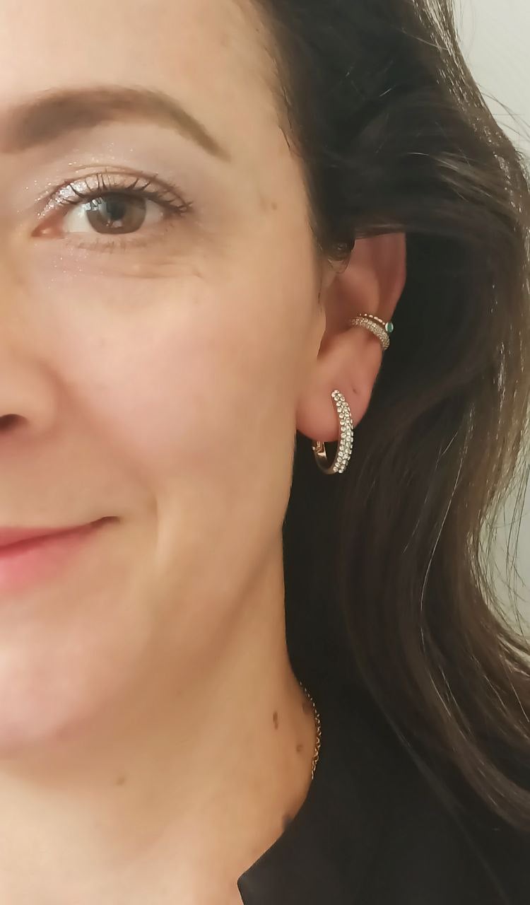 AROS SIN PERFORACIÓN ARGOLLAS CIRCONIOS INCRUSTADOS TIPO PAVÉ BAÑADAS EN ORO 18K - 2